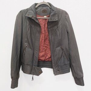 Anthropologie Idra Grey Leather Jacket-XS Like New